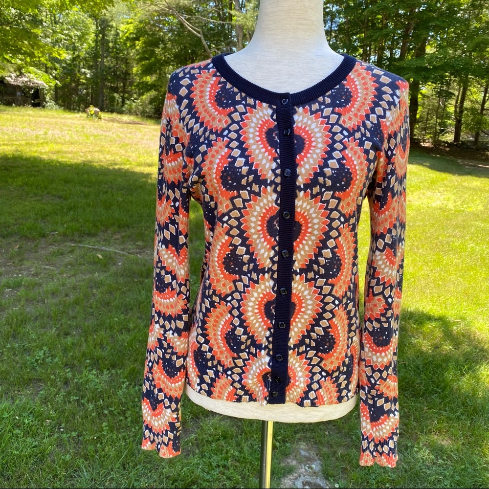 TABITHA ANTHROPOLOGIE SWEATER CARDIGAN BLUE TAN Size M